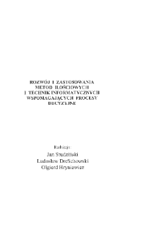 Rozwój i zastosowania metod ilościowych i technik informatycznych wspomagających procesy decyzyjne * Rozwój systemów informatycznych wspomagania decyzji * Informatyczny system wspomagania decyzji do zarządzania, sterowania operacyjnego i planowania miejskiego systemu wodno-ściekowego