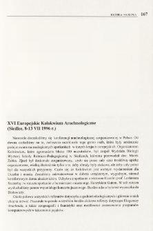 XVI Europejskie Kolokwium Arachnologiczne (Siedlce, 8-13 VII 1996 r.)