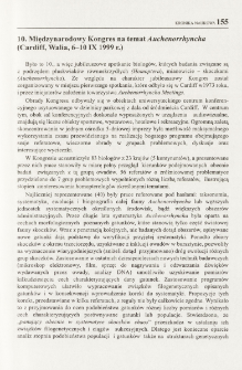 10. Międzynarodowy Kongres na temat Auchenorrhyncha (Cardiff, Walia, 6-10 IX 1999 r.)