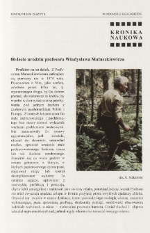 80-lecie profesora Władysława Matuszkiewicza