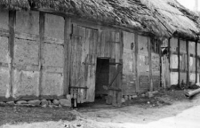 fragment of a half-timbered barn