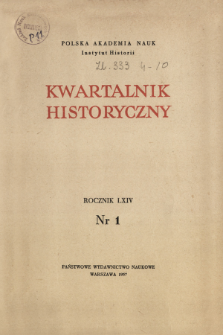 Kwartalnik Historyczny R. 64 nr 1 (1957), Title pages, Contents