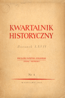 Kwartalnik Historyczny R. 67 nr 4 (1960), Title pages, Contents