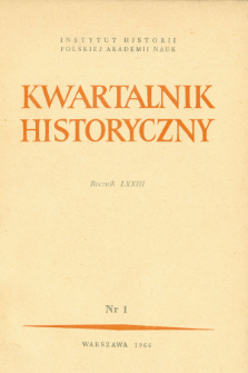 Kwartalnik Historyczny R. 73 nr 1 (1966), Strony tytułowe, spis treści