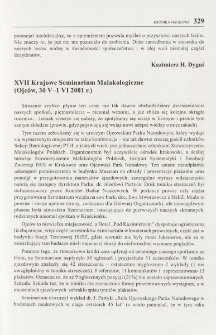XVII Krajowe Seminarium Malakologiczne (Ojców, 30 V-1 VI 2001 r.)