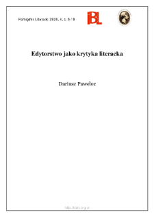 Edytorstwo jako krytyka literacka