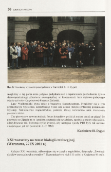 XXI warsztaty na temat biologii ewolucyjnej (Warszawa, 27 IX 2001 r.)
