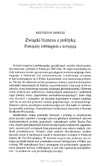 Związki biznesu z polityką. Pomiędzy lobbingiem a korupcją