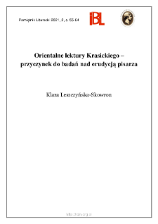 Orientalne lektury Krasickiego – przyczynek do badań nad erudycją pisarza