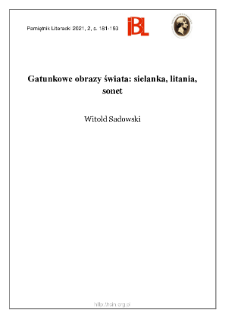 Gatunkowe obrazy świata: sielanka, litania, sonet