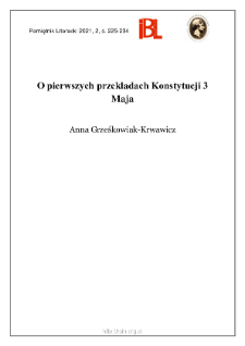 O pierwszych przekładach Konstytucji 3 Maja