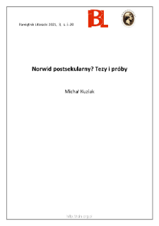 Norwid postsekularny? Tezy i próby