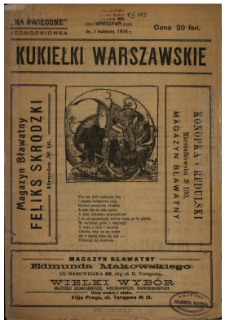 Kukiełki warszawskie : jednodniówka "Na święcone", Warszawa dn. 1 kwietnia 1918 r.