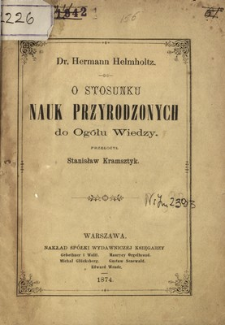 O stosunku nauk przyrodzonych do ogólu wiedzy