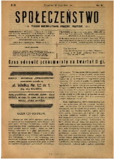 Społeczeństwo : tygodnik naukowo-literacki, społeczny i polityczny 1910 N.20