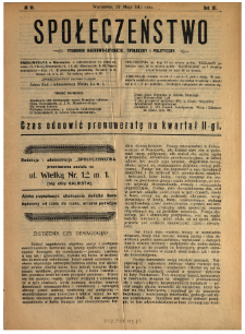Społeczeństwo : tygodnik naukowo-literacki, społeczny i polityczny 1910 N.21