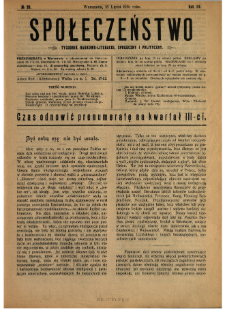 Społeczeństwo : tygodnik naukowo-literacki, społeczny i polityczny 1910 N.28