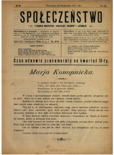 Społeczeństwo : tygodnik naukowo-literacki, społeczny i polityczny 1910 N.41