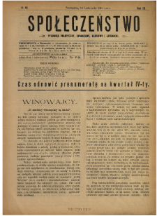 Społeczeństwo : tygodnik naukowo-literacki, społeczny i polityczny 1910 N.46