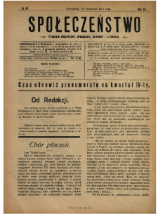 Społeczeństwo : tygodnik naukowo-literacki, społeczny i polityczny 1910 N.47