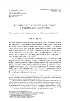 Linguistic and cultural interferences in the urbanonymy of Przemyśl