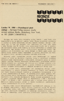 Larcher W. 1980 - Physiological plant ecology - Springer-Verlag (second, totally revised edition), Berlin, Heidelberg, New York, ss. 303 [ISBN 3-540-09795-3]