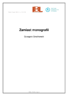 Zamiast monografii