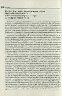 Keast A. (Red.) 1990 - Biogeography and ecology of forest bird communities - SPB Academic Publishing bv, The Hague, ss. 410. [ISBN 90-5103-047-9]