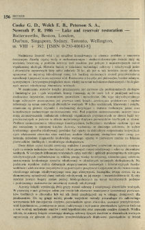 Cooke G. D., Welch E. B., Peterson S. A., Newroth P. R. 1986 - Lake and reservoir restoration - Butterworths, Boston, London, Durban, Singapore, Sydney, Toronto, Wellington, ss. VIII+392. [ISBN 0-250-40643-8]