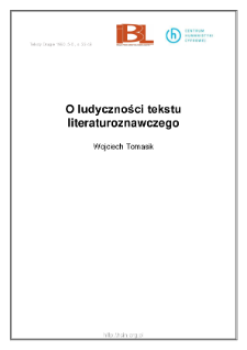 O ludyczności tekstu literaturoznawczego