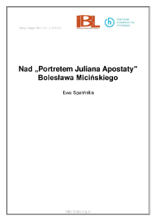 Nad "Portretem Juliana Apostaty" Bolesława Micińskiego