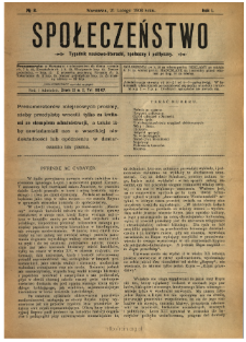 Społeczeństwo : tygodnik naukowo-literacki, społeczny i polityczny 1908 N.8