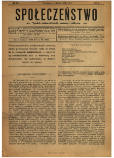 Społeczeństwo : tygodnik naukowo-literacki, społeczny i polityczny 1908 N.10