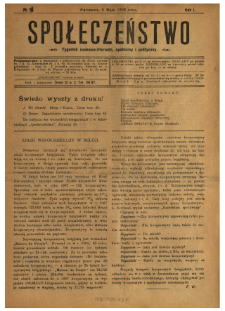 Społeczeństwo : tygodnik naukowo-literacki, społeczny i polityczny 1908 N.19