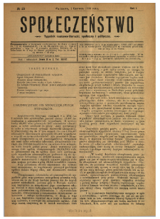 Społeczeństwo : tygodnik naukowo-literacki, społeczny i polityczny 1908 N.23