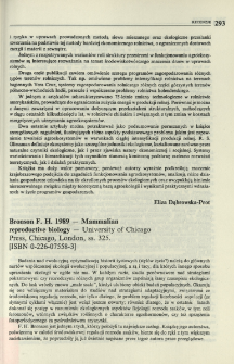 Bronson F. H. 1989 - Mammalian reproductive biology - University of Chicago Press, Chicago, London, ss. 325. [ISBN 0-226-07558-3]