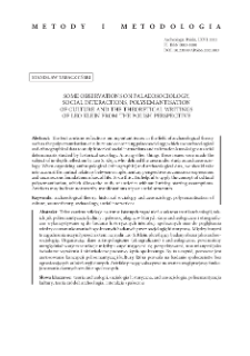 Some observations on palaeosociology, social interactions, polysemantisation of culture and the theoretical writings of Leo Klejn from the Polish perspective