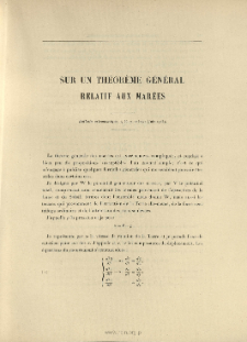 Sur un théorème général relatif aux marées ( Bull. astron., t. 20, 1903, p. 215-229)