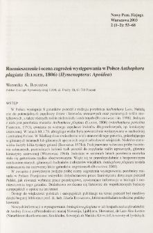 Rozmieszczenie i ocena zagrożenia występowania w Polsce Anthophora plagiata (Illiger, 1806) (Hymenoptera, Apoidea)