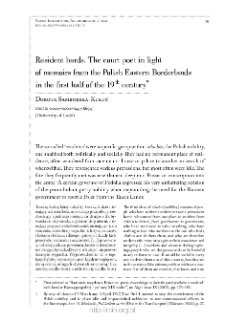 Resident bards. The court poet in light of memories from the Polish Eastern Borderlands in the first half of the 19th century