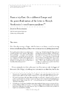 From a trip East. On a different Europe and the genre-fluid nature of the letter in Henryk Sienkiewicz’s travel correspondence