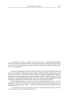 Krew. Medyczne i kulturowe aspekty na przestrzeni dziejów, red. Wojciech Ślusarczyk, Roksana Wilczyńska, Gabriela Frischke, Collegium Medicum im. Ludwika Rydygiera w Bydgoszczy Uniwersytetu Mikołaja Kopernika w Toruniu, Wydawnictwo Episteme, Lublin 2020