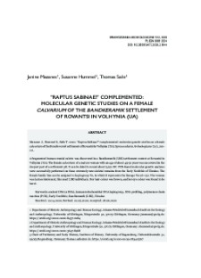 “Raptus Sabinae?” complemented: molecular genetic studies on a female calvarium of the Bandkeramik settlement of Rovantsi in Volhynia (UA)