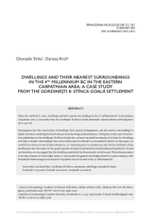 Dwellings and their nearest surroundings in the 4th millennium BC in the Eastern Carpathian area: a case study from the Gordineşti II-Stînca Goală settlement