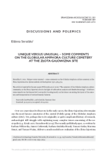 Unique versus unusual – some comments on the Globular Amphora culture cemetery at the Złota-Gajowizna site