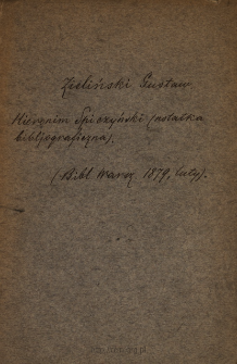 Hieronim Spiczyński (wiadomość bibliograficzna)