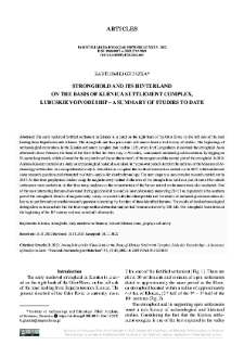 Stronghold, and Its Hinterland on the Basis of Klenica Settlement Complex, Lubuskie Voivodeship. A Summary of Studies to Date