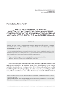 Two flint axes from Sadłowice, Opatów District, Świętokrzyskie Voivodeship: Contribution to the research of the Globular Amphora settlement in the Sandomierz Upland