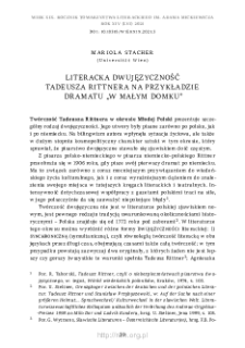 Literacka dwujęzyczność Tadeusza Rittnera na przykładzie dramatu „W małym domku”