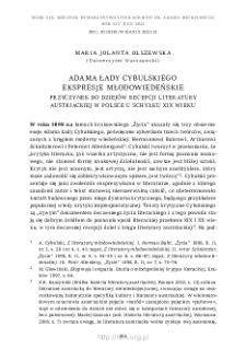 Adama Łady Cybulskiego ekspresje młodowiedeńskie. Przyczynek do dziejów recepcji literatury austriackiej w Polsce u schyłku XIX wieku